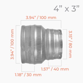 HVAC OV 10" to 4" Inch Round Duct Reducer - Male Fit Galvanized Steel Pipe Increaser - Coupling for Round Duct Ventilation Systems - Heating & Cooling, HVAC