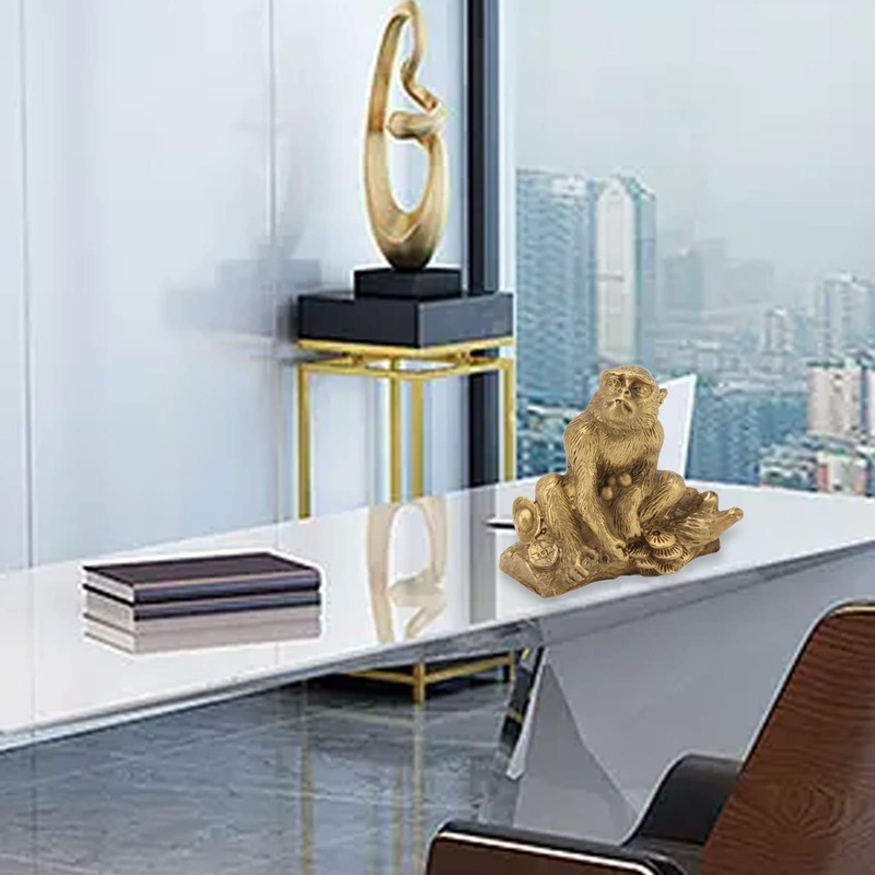 Grcfumo Brass Monkey Figurine, Statue, Ornament for Home Decor Collectibles
