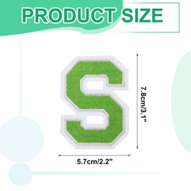 sourcing map Iron on Letter Patches, 3 Inch Letter S, Iron on Letter Patches Large, Embroidered Letter Patches Applique Patches Iron on for Clothes Hats, Green