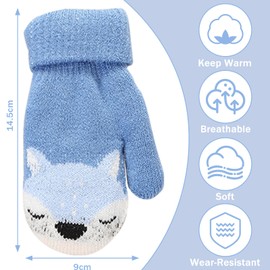JSTHHTT 3 Pairs Knit Winter Gloves, Kids Knitted Gloves, Winter Warm Stretchy Glove for Boys Girls, Soft Warm Thermal Gloves for Kids 1-3 Years