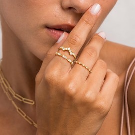 KAERUN Stackable Gold Rings for Women Non Tarnish 14K Gold Plated Stacking Cubic Zirconia Ring Set Dainty Fashion Statement Commitment Wedding Rings Women's Egagement Rings Size 6 7 8 9 10