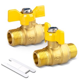 Bwintech 2 pieces 1/2 inch BSP male thread to 1/2 inch BSP male thread in brass, ball valves with wing handle, 180 degree shut-off switch, operation handle, valve, pipe fittings