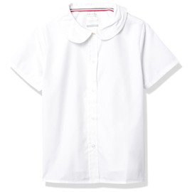 French Toast Girl's Short Sleeve Peter Pan Collar Blouse (Standard & Plus), White, 10