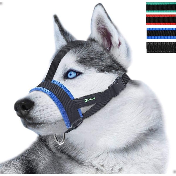 ILEPARK Nylon Dog Muzzle with Head Strap for Small, Medium,