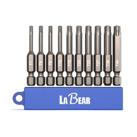 LABEAR - 2" Tamper Proof TORX Bit Set, 10-Piece 6 Point TORX Security Screwdriver Bit Set. S2 Steel, 2" Star Bit Set (T7, T8, T9, T10, T15, T20, T25, T27, T30, T40)