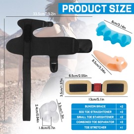 Hallux Valgus Correction Set, Bunion Correction Set, Gel Toe Separator, Toe Separator, Bunion Corrector Splint for Men and Women, Hallux Valgus for Overlapping Toe (9)