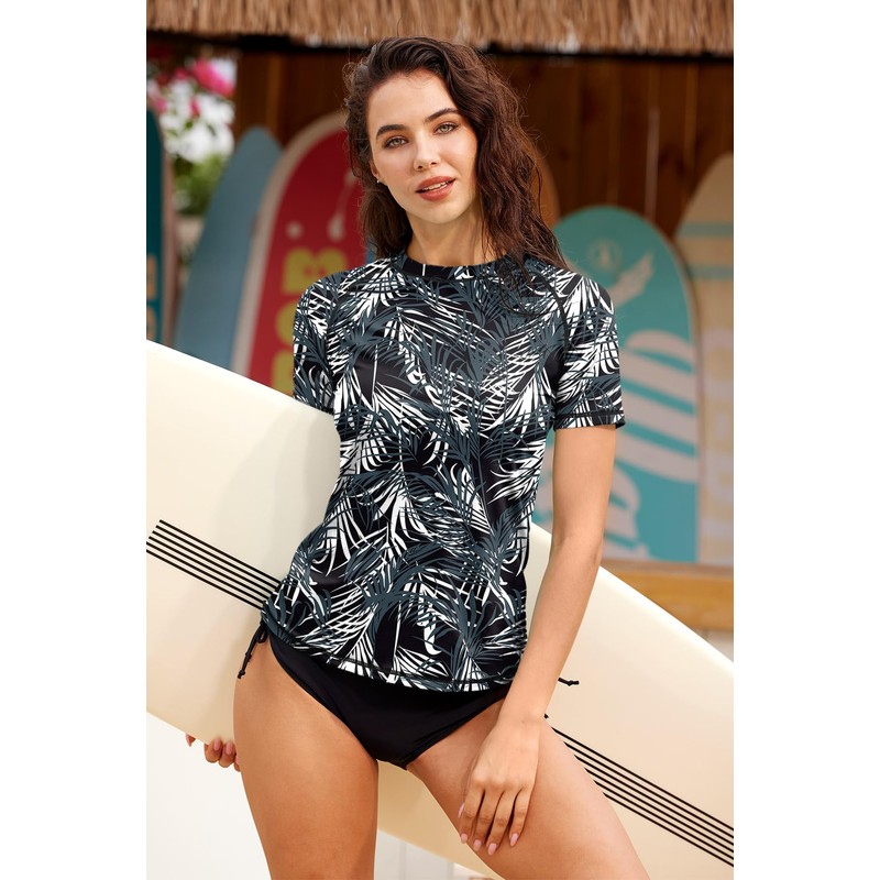 BesserBay Women's Short-Sleeved Rash Guard with Beautiful Patterns, UV Shirt