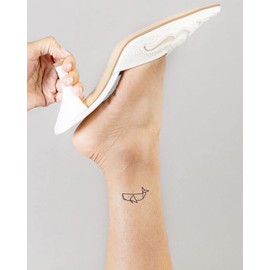 Inkbox Temporary Tattoos, Semi-Permanent Tattoo, One Premium Easy Long Lasting, Waterproof Temp Tattoo with For Now Ink - Lasts 1-2 Weeks, Pas une Baleine, 2 x 2 in