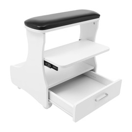 SHONFYVS Foot Bath Stool, Pedicure Foot Rest Cart w/Wheels, Trolley for Foot Bath, Pedicure Manicure Funiture Trolley for Home Bathroom Salon Supplies (Black)