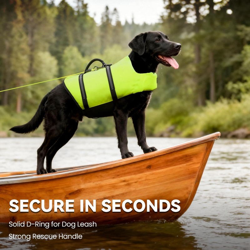 VIVAGLORY Rip Stop Dog Life Vest, Swimming Vest with Handle,
