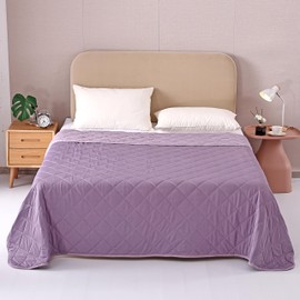 EVOLIVE Elastane Diamind Quilted All Season Light Weight Single Reversible Cooling Quilt/Comforter (Purple, Twin)