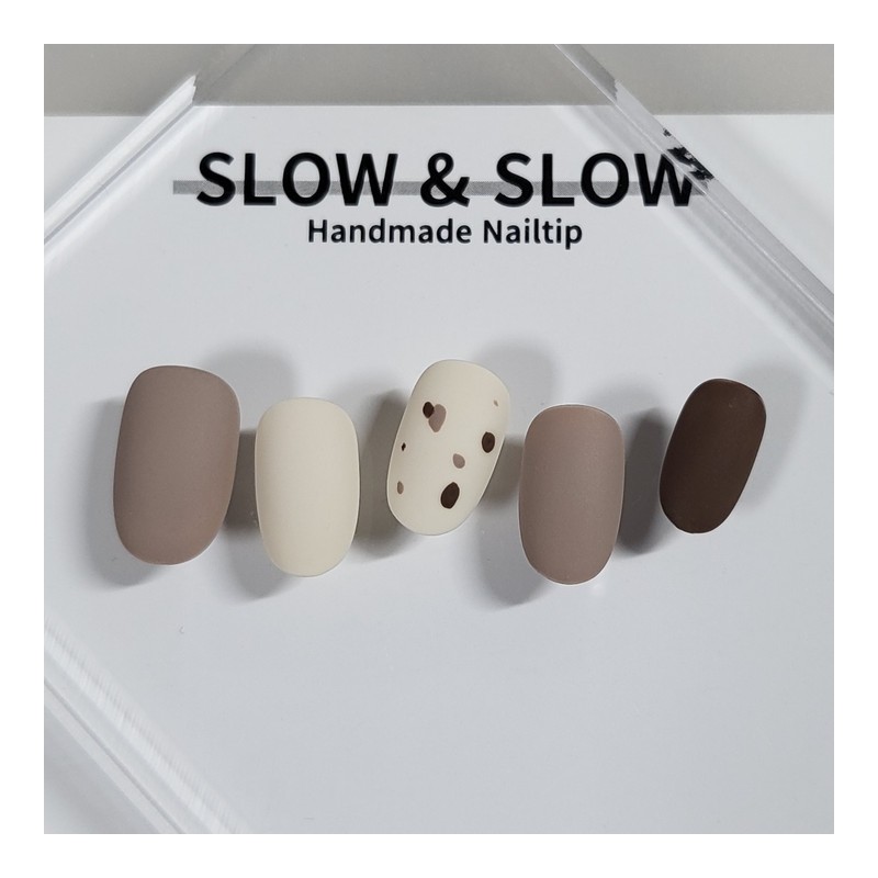 [Sl&Sl Nail Tips] Matte Brown Stained Nails – Square /