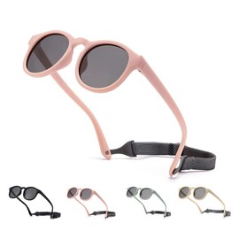 Slzhds Polarized Toddler Sunglasses for Boys/Girls, 0-4 Years, Cute Polarized Sunglasses With Strap Flexible Tpee Frame, UV400 Protection, Strap Included, Adjustable Lightweight Sunglasses (Pink)