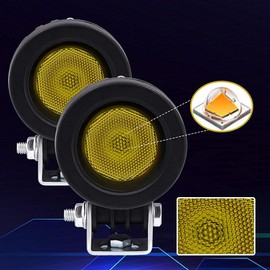 Aoling LED Work Light, 10 W, 12 V, 24 V, Small, Motorcycle Fog Light, Yellow Light, Diffused Beam, Waterproof, Dustproof, Motorcycle Fog Light, LED Auxiliary Light, Mechanical Lighting Auxiliary Lamp