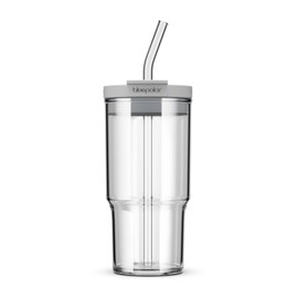 BLUEPOLAR 20 oz Glass Cups with Lids and Straws - Leak-Proof Portable Travel Water Glass Tumbler for Smoothies, Iced Coffee, Matcha, and Cold Beverages - Durable and Eco-Friendly（Grey）