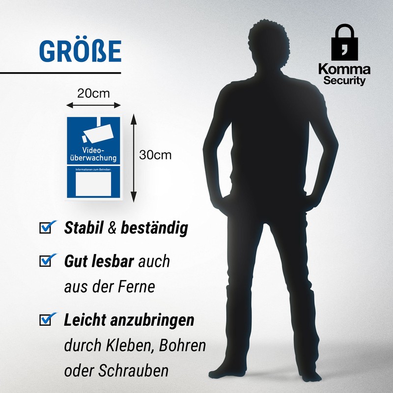 Komma Security Video Surveillance Sign DIN 33450 20 x 30