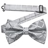 Gusleson Plaid Silver Grey Bow Tie Pocket Square Set for
