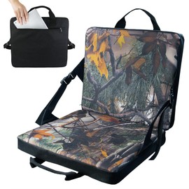 KENANLAN Camping Padded Floor Chair Portable Foldable Waterproof Outdoor Fishing Seat Cushion Stadium Seats for Grandstands Stadium Chair with Back Support (New leaves camouflage)