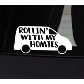Fprqlyze Funny Minivan Decal, Rollin with My Homies, Funny Decal for Minivan, Funny Car Decal for Mom, Funny Car Decal for Dad, Minivan Sticker - 7 inch