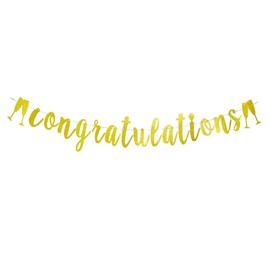 Congratulations Banner- Gold Glitter Graduation Banner, Congratulations Party Sign