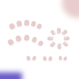 French Tip Press on Nails White Flowers Fake Nails Short Square Acrylic Nails Spring False Nails Nude Nature Artificial Nails Glossy Glue on Nails for Women Nails Decoration 24Pcs