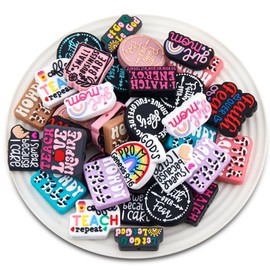 Zeyune 40 Pcs Silicone Focal Beads for Pens, Colorful Silicone Beads for Keychain Making DIY Gift Necklace Bracelet Jewelry(Inspirational Style)