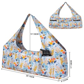 jswuffx Large Yoga Mat Bag Yoga Bags and Carriers Fits All You Stuff and Most Size Mats, Yoga Tote Bag with YogaMat Strap, Elastic Pockets and Zipper Pockets