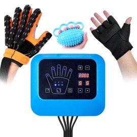 BAUSATZ Rehabilitation Robotic Gloves for Stroke Recovery-Multiple Training Modes，Custom Settings Finger Rehab Trainer，Stroke Recovery Equipment (Left Hand-Large)