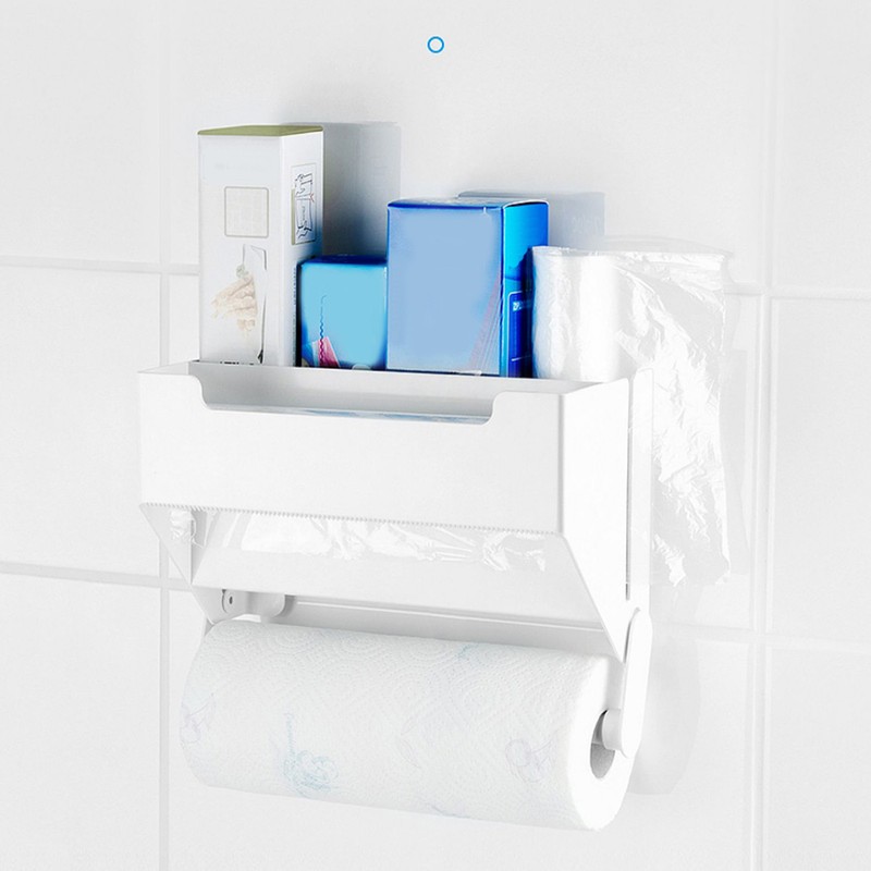 Paper Towel Holder with Shelf Plastic Wall Mounted Paper Towel