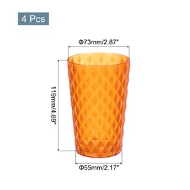 sourcing map 4Pcs Plastic Drinking Cups, Transparent Unbreakable Reusable Water Tumblers Stackable Drinking Glasses for Coffee, Milk, Juice, Orange