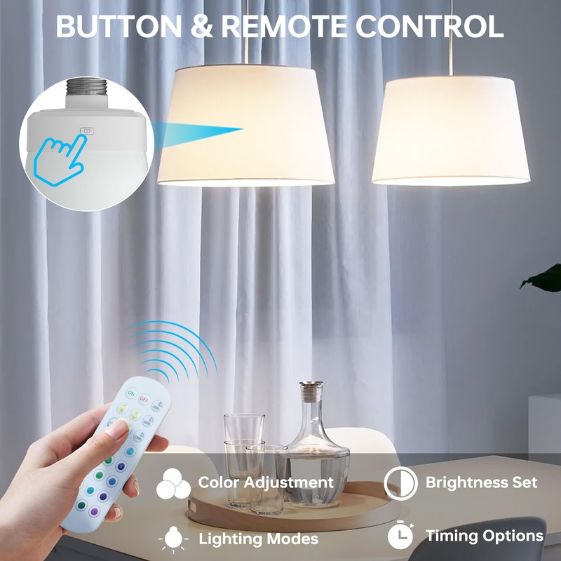 Rechargeable Battery Night Light Bulb: 3000mAh LED Bulb with Remote