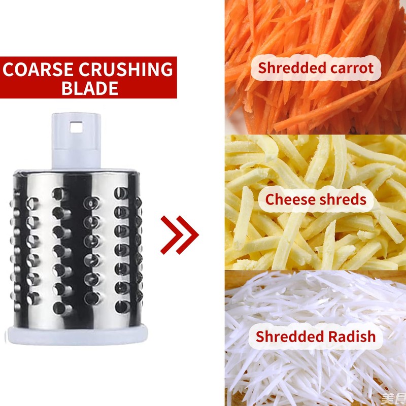 Rotary Cheese Grater - Vegetable Slicer with 3 Interchangeable Stainless