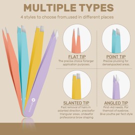 KINGMAS 10Pcs Tweezers Set for Women Facial Hair, Precision Tweezer for Eyebrows with Curved Scissor and Eyebrow Razor for Ingrown Hair with Case