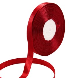 HARSKIYER 100 Yards 5/8 Inch Red Satin Ribbon, Solid Fabric Ribbon Roll for Gift Wrapping, Floral Bouquets, Wedding, Party, Hair, Decoration, Bow and Craft
