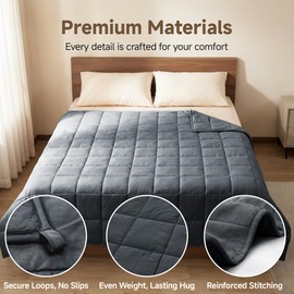 Serentra Weighted Blanket 17 lbs with Glass Beads, Dark Grey