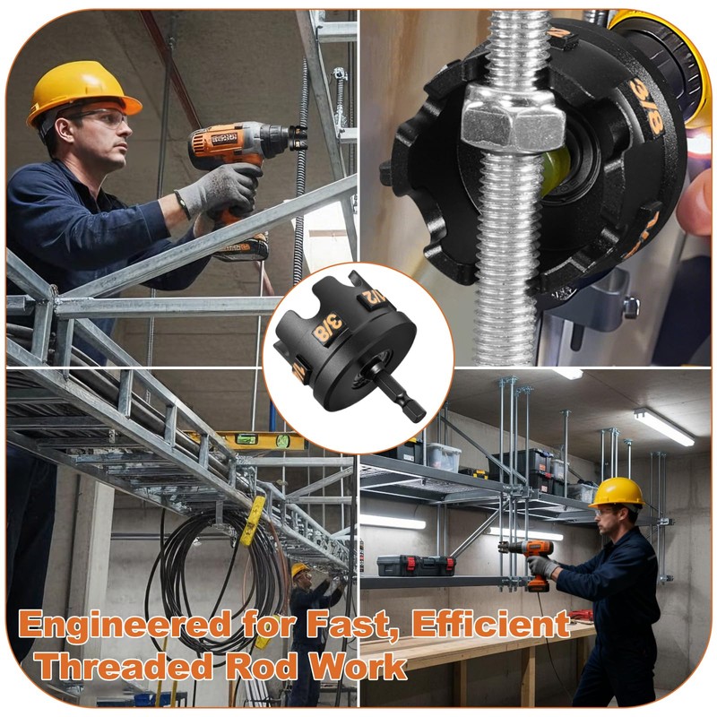 Threaded Rod Nut Runner Drill Attachment, Heavy Duty Rapid Spin