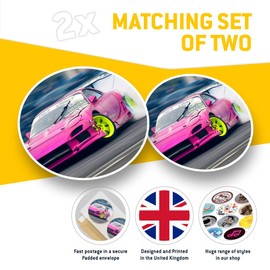 Awesome Vinyl Stickers (Set of 2) 15cm - Pink Drift Racing Car Fun Decals for Laptops,Tablets,Luggage,Scrap Booking,Fridges #16531