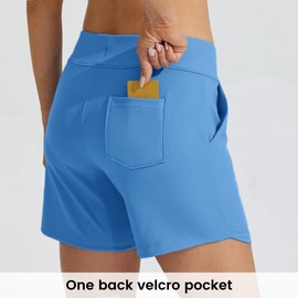 WILLIT Swimming Shorts Women's Swimming Trunks Board Shorts Quick Drying Bikini Shorts with Pockets Inner Lining 5 Inches, navy, M