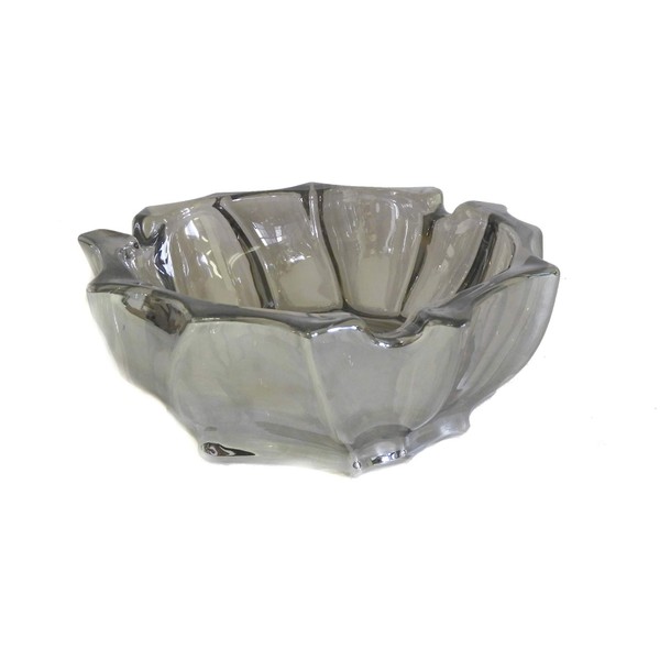 Large Deep Crystal Glass Ashtray 5.75" Round Cut Fancy Design Gift Boxed