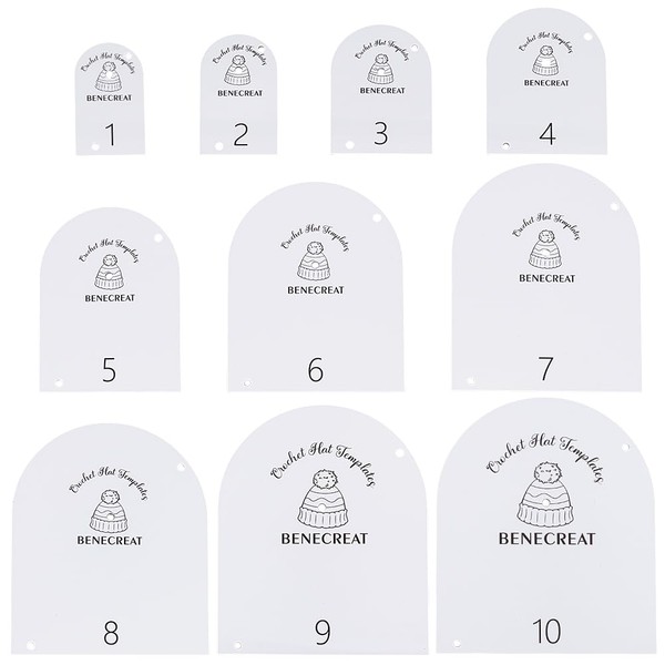 BENECREAT 10 Sizes Crochet Hat Sizer Templates, Arch Acrylic Crochet