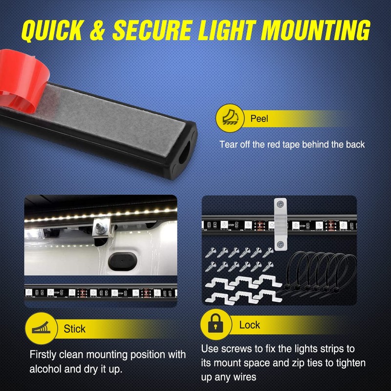 Nilight 3PCS 60 Inch RGB Truck Bed Light Strip Kit