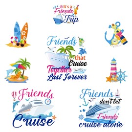 Friends Trip Cruise Door Magnets - 8 Pcs Palm Tree Dolphin Cruise Ship Door Decorations Waterproof Cruise Accessories Door Magnetic Stickers For Carnival Stateroom Cabin Refrigerator Party Decor