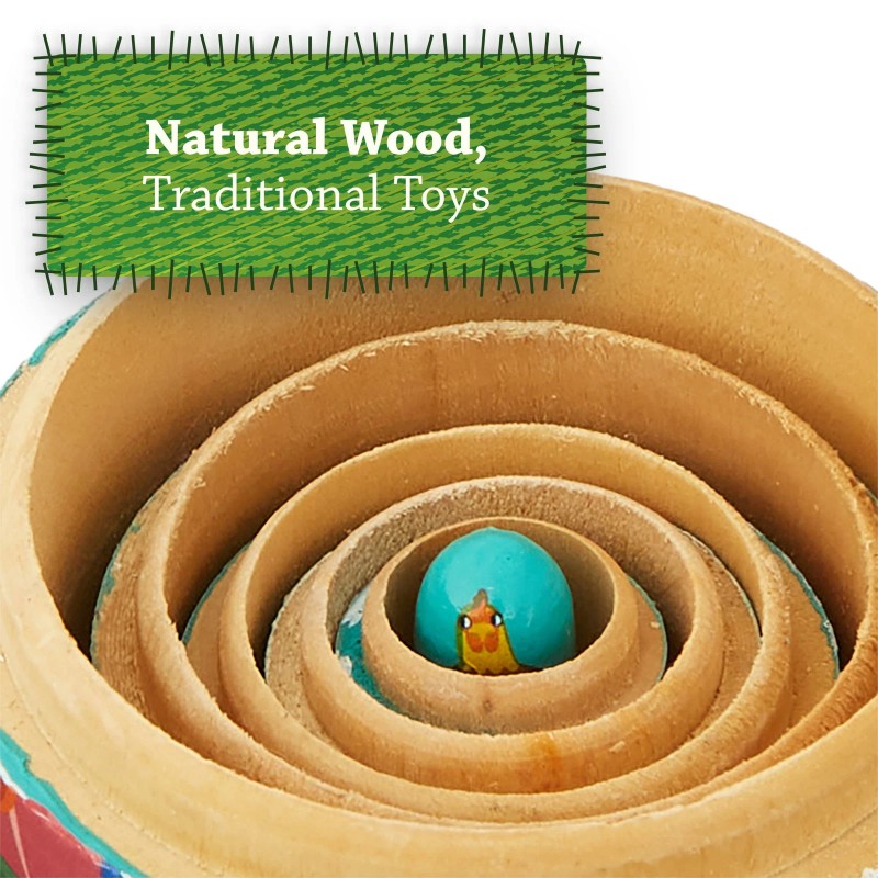 Imagination Generation Busy Barnyard Farm Animals Wooden Nesting Doll Set