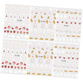 Baluue 6sheets Cute Bunny Nail Stickers Easter Rabbit Nail Decals Art Stickers for Boys and Girls Women Art Accessories