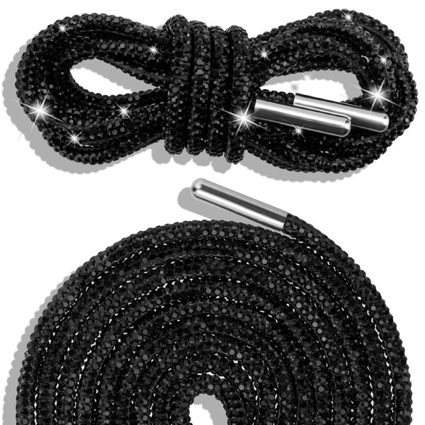 Lekgavd 2PCS Rhinestone Glitter Shoelace Ropes, 47" Shiny Crystal Replacement