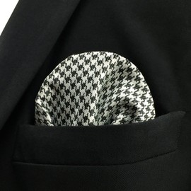 SHLAX&WING Checked Black White Handkerchieves Mens Pocket Square Silk Hanky