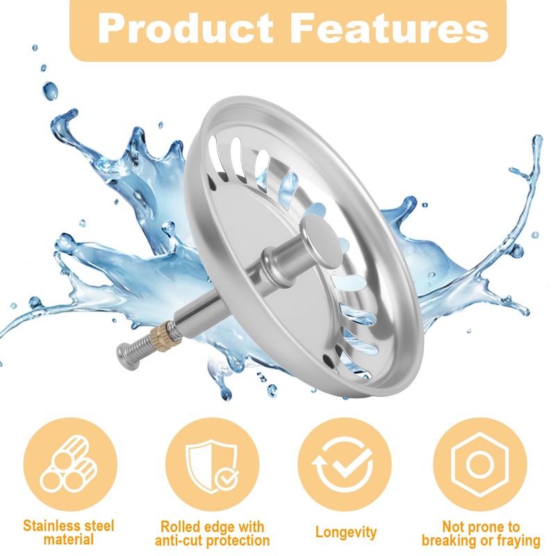 Universal Strainer Basket Drain Plug 79 mm, Drain Strainer Kitchen