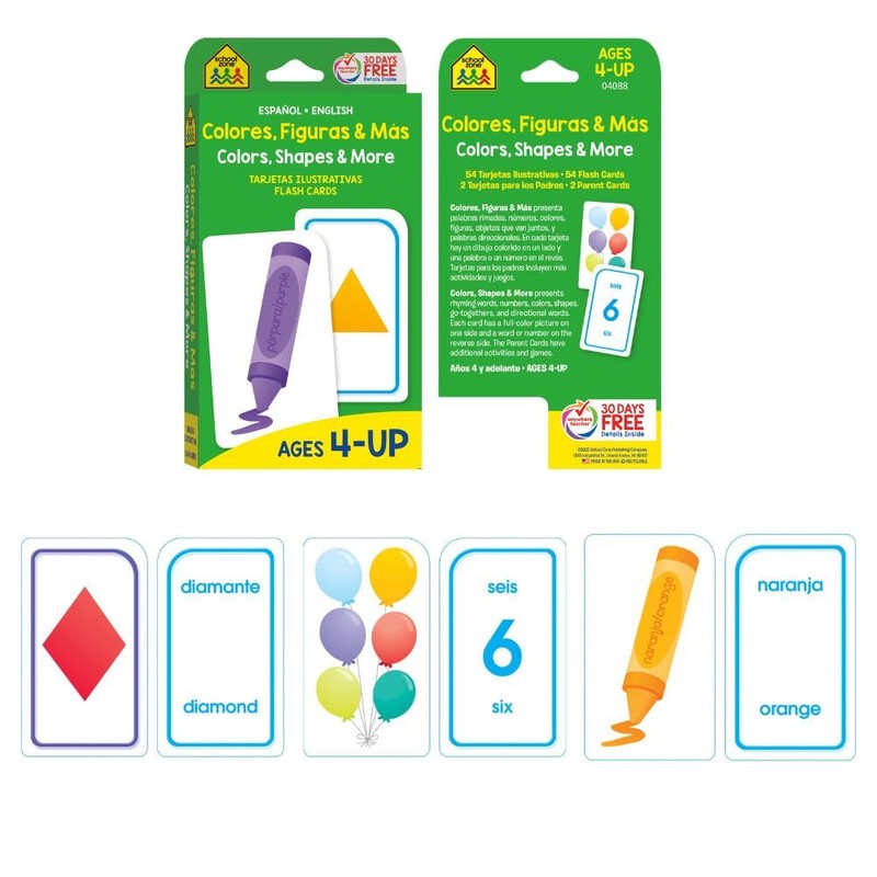 Bilingual Spanish/English Flash Card 4-Pack
