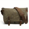 Mens Waxed Canvas Messenger Bag Shoulder Satchel Leather Crossbody Bag