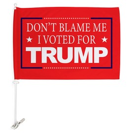 Trump Flag Dont Blame Me Red Car Flags Pack + Blue Star Banner Military Veterans Armed Forces Memorial Vehicle Auto Window Decor Bandera Outdoor Pole Accessories, Made in USA